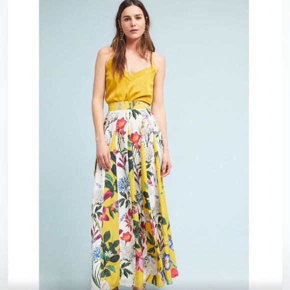 Anthropologie Floral Maxi Skirt - Yellow and White - Picture 1 of 9